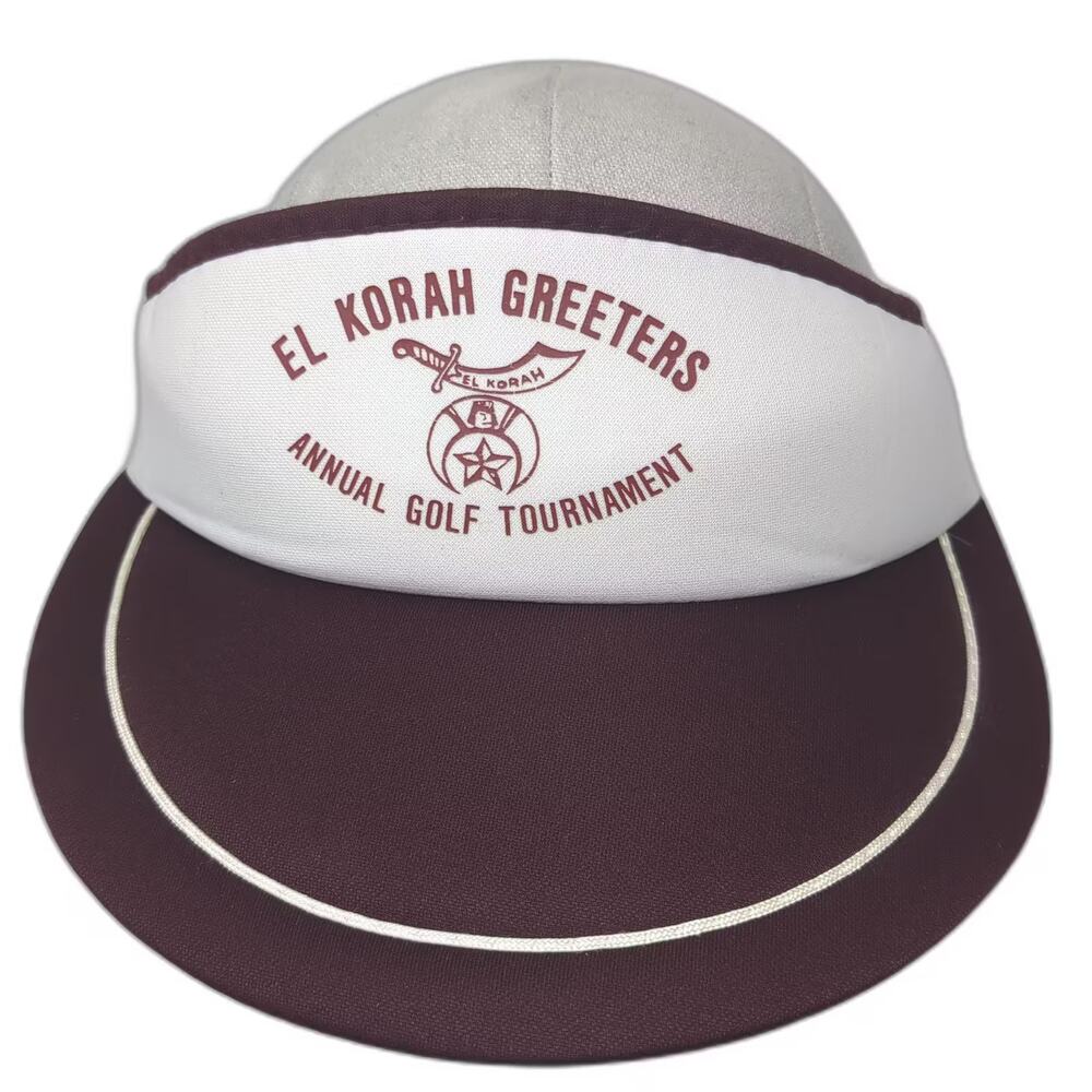 Sportcap Visor Red White OS El Korah Greeters Golf Tournament Hat Slideback
